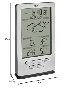 Statie meteo digitala TFA Dostmann Xena 35116254 cu senzor extern previziuni meteo argintiu - Img 3