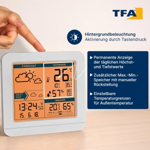 Statie Meteo TFA Dostmann SKY 35.1152.02, alba, cu senzor exterior - Img 4