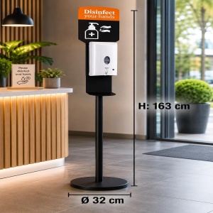 Stativ de dezinfectare APS 98250, metal, negru, 163 cm inaltime, 32 cm diametru - Img 2