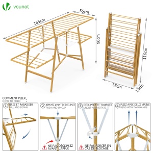 Stativ pentru rufe VOUNOT, model klappbar, lungime 24 m, din otel inoxidabil - Img 4