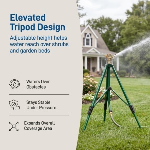 Stativ pentru Sprinkler Orbit 58308 cu Cap de Brass, Reglabil 25-48 inch, Acoperire 20-40 ft - Img 6