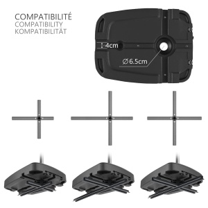 Stativ pentru umbrele VOUNOT, 4 piese, capacitate 52 L apa sau 100 kg nisip, negru - Img 4