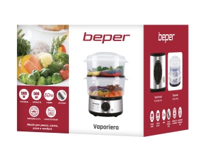 Steamer Beper 5L, 400-500W, Timer 60 minute, Argintiu si Negru - Img 12