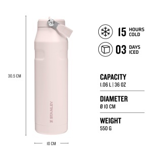 Sticla cu pai STANLEY 1913, 1.06L, izolare termica, roz quartz - Img 2