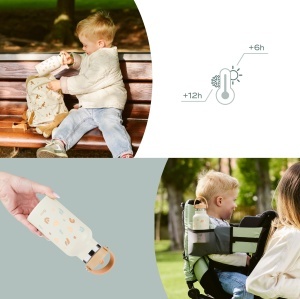 Sticla de apa izoterma Babymoov Little Explorer 350ml Ivory, cu sistem anti-picurare - Img 4
