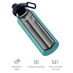 Sticla de apa Wessper Active Max Steeline 1L, inox, BPA-free, marine - Img 2