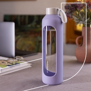 Sticla de apa Wessper ActiveMax 1L, borosilicata, cu husa din silicon, violet - Img 5