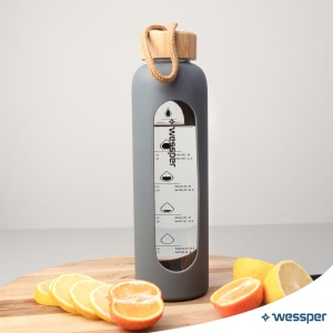 Sticla de apa Wessper B1, 500ml, borosilikat, gri, cu scala de hidratare - Img 8