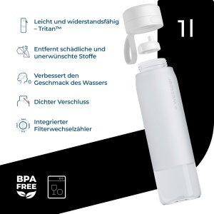 Sticla filtranta Wessper B2 Tritan 700ml galbena cu filtru Actitex si indicator schimbare filtru - Img 2