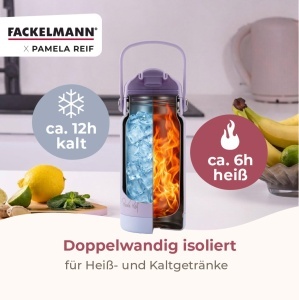 Sticla izolata Fackelmann x Pamela Reif 360 ml, inox si silicon, design practic - Img 4