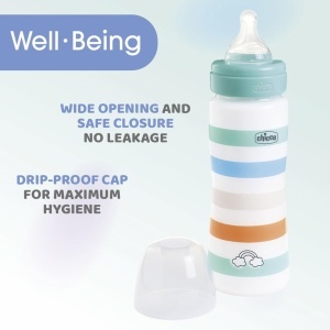 Sticla pentru bebelusi Chicco Well-Being, 330 ml, portocalie, cu tetina din silicon - Img 4
