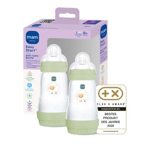 Sticla pentru bebelusi MAM Easy Start Anti-Colic 2x260 ml, 0 luni, cu tetina SkinSoft