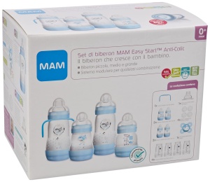 Sticla pentru bebelusi MAM Easy Start Anti-Colic, 8 flacoane, 130-260 ml, culoare albastra