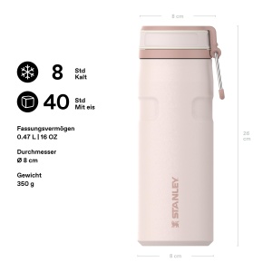 Sticla termica STANLEY 1913 IceFlow 0.47L - Izolatie dubla, culoare Rose Quartz - Img 2