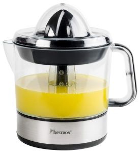 Storcator electric de citrice si portocale Bestron, incl. 2 conuri de presare si capac de aroma, motor cu doua directii de rotatie (stanga/dreapta), capacitate: 0,7 litri, 40 wati, culoare: argintiu, ACJ350Z - Img 1