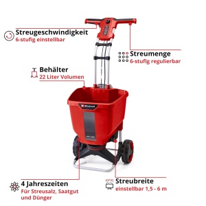 Streuwagen electric Einhell GE-SR 1822 Li-Solo, 22L, 18V, 6m latime - Img 3