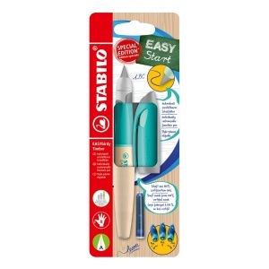 Stylo ergonomic STABILO EASYbirdy Timber pentru dreptaci, din lemn de arin, cu zona de prindere antiderapanta