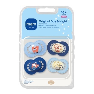 Sucea pentru bebelusi MAM Original Day Night, 16 luni, 4 bucati, SkinSoft silicon, FuchsMond - Img 2