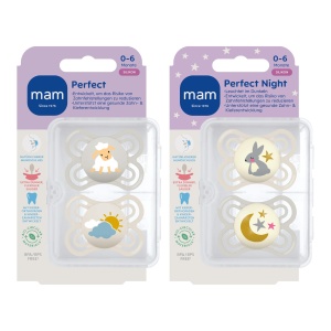 Sucea pentru bebelusi MAM Perfect Day Night, 0-6 luni, 4 bucati, SkinSoft Silicon - Img 2