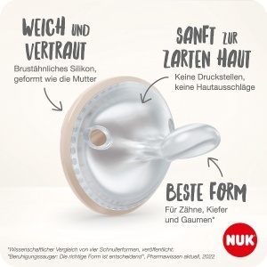 Sucitor cu forma de san NUK MommyFeel, 0-9 luni, silicon BPA-free, 2 bucati - Img 3