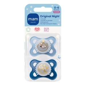 Sucitor pentru bebelusi MAM Original Night, 0-6 luni, FuchsMond, 2 bucati - Img 2