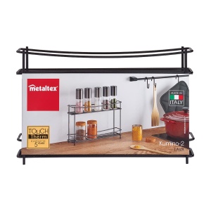 Suport condimente Metaltex Kumino-2 Lava 2 etaje metal negru mat 33x8x21 cm - Img 3