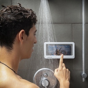 Suport de perete pentru smartphone InnovaGoods Cashower, impermeabil, alb sau gri - Img 9
