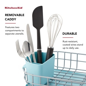 Suport de uscare compact KitchenAid cu tava de scurgere si cos detasabil 32x44x16 cm Mineral Water - Img 4