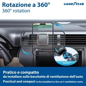 Suport magnetic pentru telefon auto Goodyear, Ultragrip, rotire 360, 2 magneti inclusi - Img 4