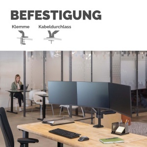 Suport monitor pentru 3 monitoare Fellowes Platinum, ajustabil, negru - Img 6