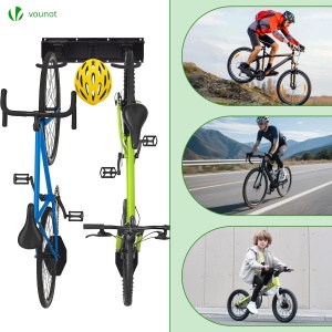 Suport pentru biciclete VOUNOT, metal, 4 biciclete 2 caschi, negru - Img 7