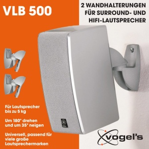 Suport pentru boxe Vogels VLB 500, inclinabil si rotativ, maxim 5 kg, argintiu - Img 2