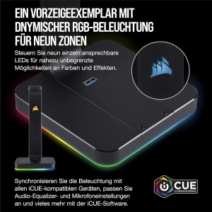 Suport pentru casti audio Corsair ST100 RGB, aluminiu, 2 porturi USB 3.1, negru - Img 3