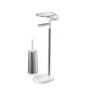Suport pentru hartie igienica Joseph Joseph Easy Store cu perie WC flexibila, inox - Img 2