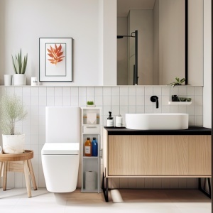 Suport pentru hartie igienica Relaxdays, albsilver, cu sertar, design modern - Img 5