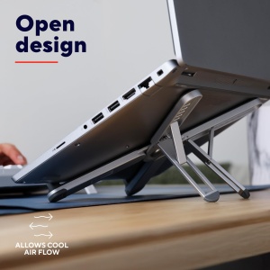 Suport pentru laptop pliabil Trust Macy 17.3 inch, suport pentru laptop pliabil din aluminiu, suport pentru laptop reglabil pe inaltime in 7 trepte pentru echipamente de birou de acasa, notebook MacBook Pro Air - gri - Img 6