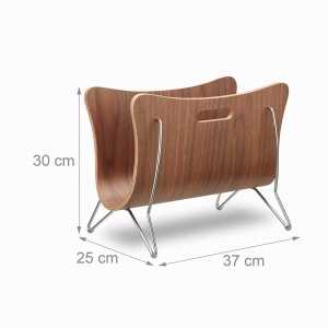 Suport pentru reviste din lemn, Relaxdays, 30 x 37 x 25 cm, culoare natur, cu manere - Img 4