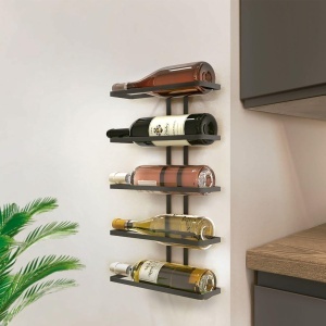 Suport pentru sticle Metaltex Wine-Wall Lava 5 sticle negru mat montare pe perete - Img 2