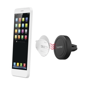 Suport pentru telefon mobil Hama Car Magnet, suport pentru telefon auto magnetic (suport pentru smartphone pentru ventilatie, compatibil cu toate smartphone-urile, rotitor la 360deg, format portret, format peisaj) negru - Img 3