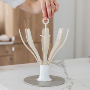 Suport pentru Uscat Sticle BEABA Flower, Capacitate 8 Sticle, Compact, Culoare Argile - Img 4