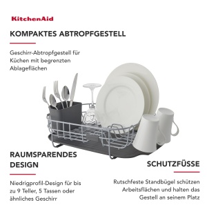 Suport pentru vase KitchenAid Compact, inox, capacitate 9 farfurii, 5 cesti - Img 2