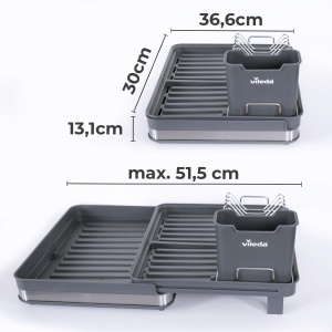 Suport pentru vase Vileda - Design compact, inoxidabil, cu suport pentru tacamuri - Img 2