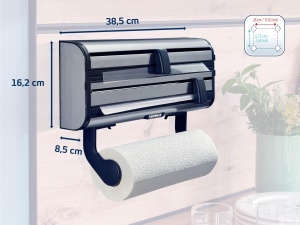 Suport perete pentru folie Leifheit Parat Royal 2.0, inox, 3-in-1 - Img 6