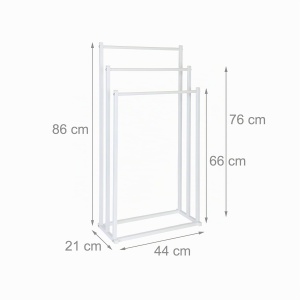 Suport prosoape Relaxdays, 3 stangi, metal, alb, 86 x 44 x 21 cm - Img 4