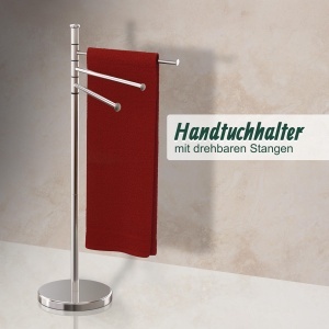 Suport prosoape Relaxdays, 3 stangi mobile, inox, 85,5 x 42 x 22 cm - Img 2