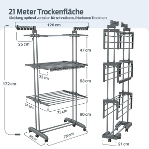 Suport rufe PORTENTUM Turm, 4 niveluri, capacitate 40 kg, 24 suporti - Img 5
