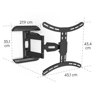 Suport TV Hama, negru, pentru televizoare 32-65 inch, inclinabil si rotativ, capacitate 35kg - Img 6