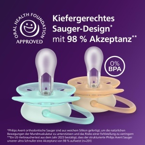 Suzeta Philips Avent Ultra Soft SCF09149 BPA-Free 0-6 Luni Set 4 Bucati - Img 3