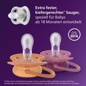 Suzeta Philips Avent Ultra Soft SCF09303 BPA-Free pentru copii 18 luni Rosu si Portocaliu 2 bucati - Img 3