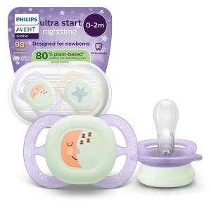 Suzeta Philips Avent Ultra Start Nighttime SCF07517 Set 2 Buc Silicon BPA-Free Luminoasa in Intuneric